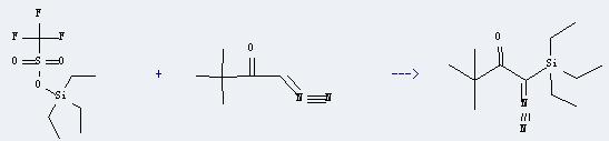 Methanesulfonic acid,1,1,1-trifluoro-, triethylsilyl ester can react with 1-diazo-3,3-dimethyl-butan-2-one to produce 1-Diazo-3,3-dimethyl-1-(triethylsilyl)-2-butanone